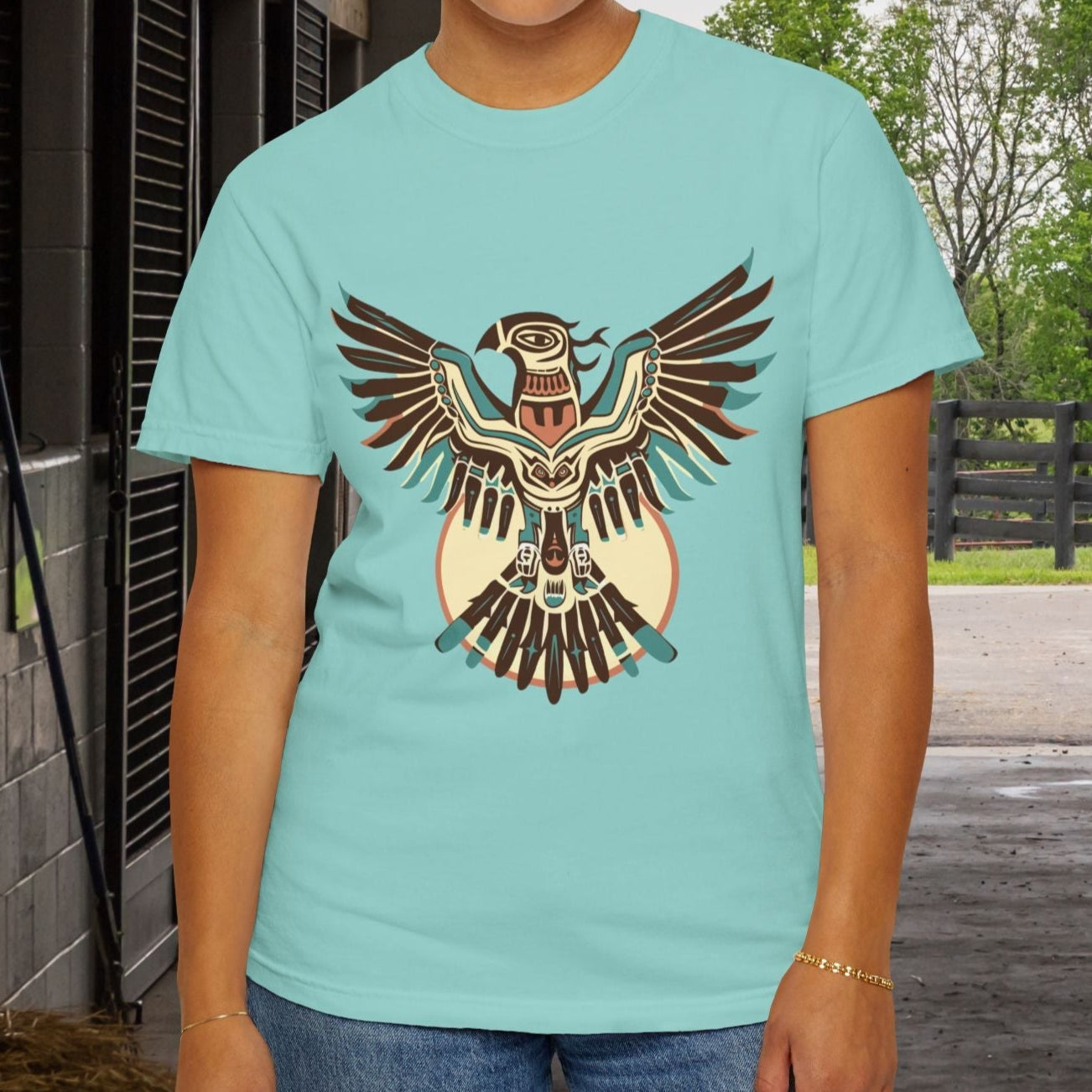 Native American Spirit Thunderbird T-Shirt – Native American Eagle Tee, Boho Hippie Totem Shirt - FlooredByArt
