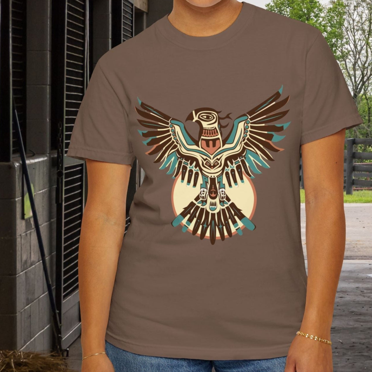 Native American Spirit Thunderbird T-Shirt – Native American Eagle Tee, Boho Hippie Totem Shirt - FlooredByArt