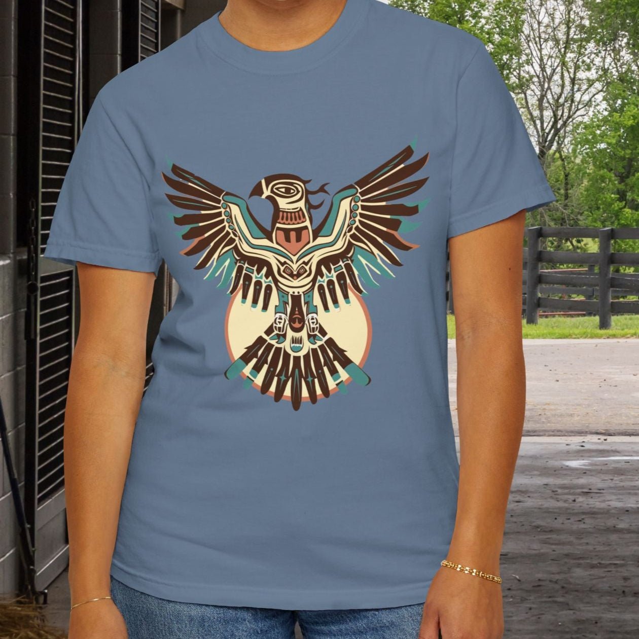Native American Spirit Thunderbird T-Shirt – Native American Eagle Tee, Boho Hippie Totem Shirt - FlooredByArt
