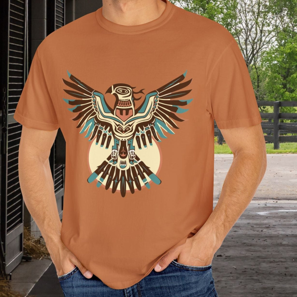Native American Spirit Thunderbird T-Shirt – Native American Eagle Tee, Boho Hippie Totem Shirt - FlooredByArt