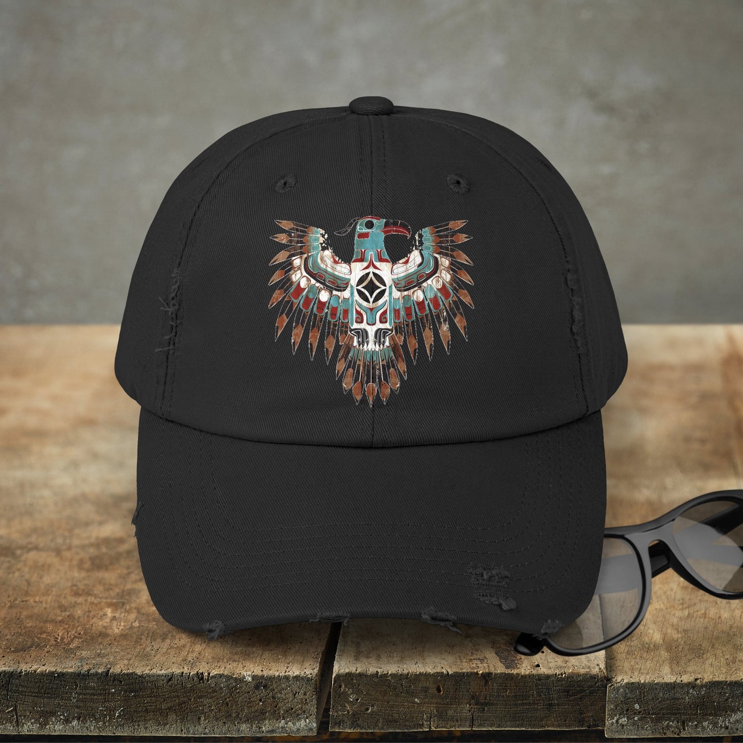 Native American Totem Style Thunderbird Baseball Hat, American Eagle Cap - FlooredByArt