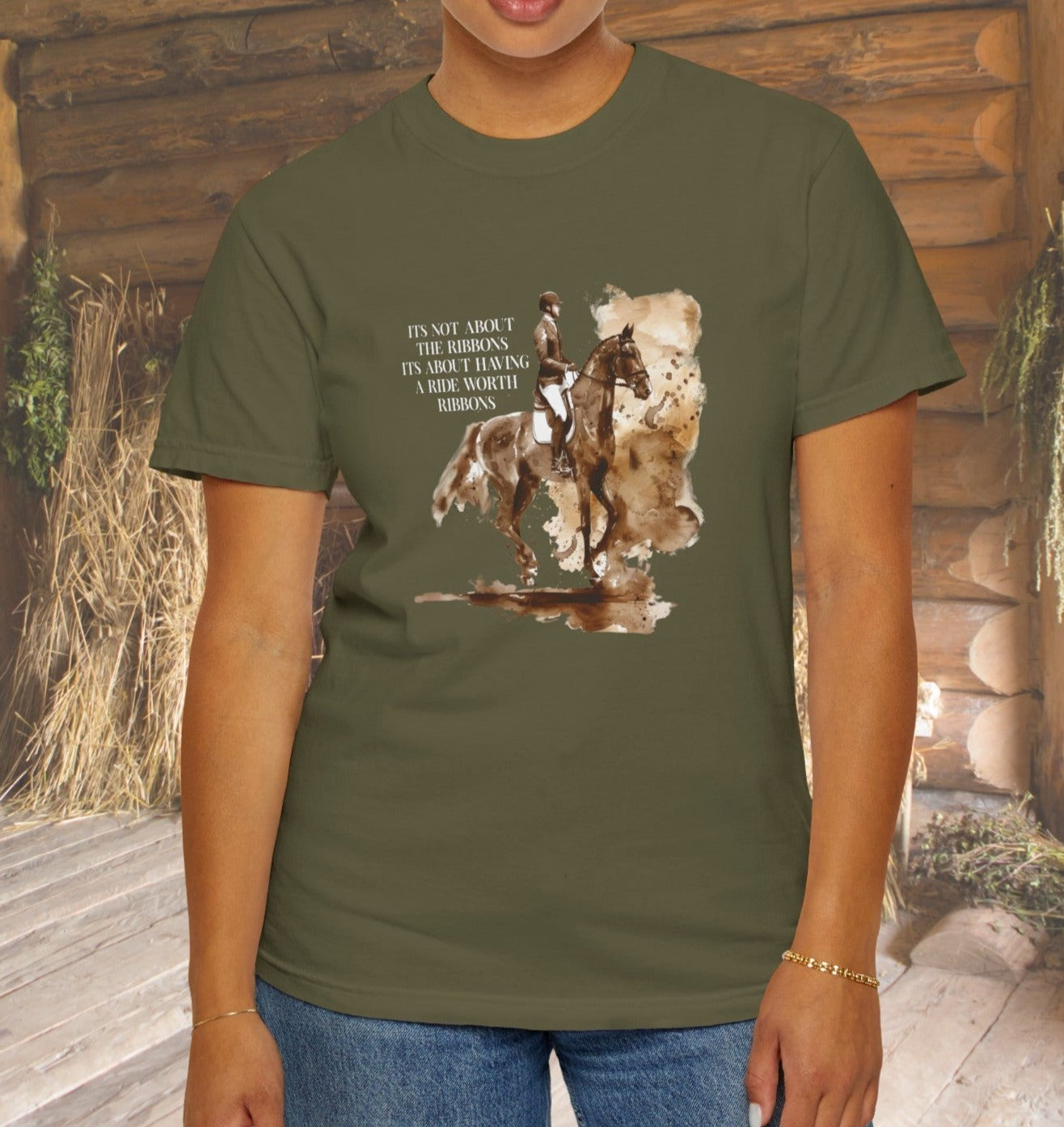 New Horse Art Tshirt, Watercolor English Show Horse Tee, Comfort Colors Shirt, Show Ring Winner, Unique Gift for Horse Loving Mom, Trainer - FlooredByArt