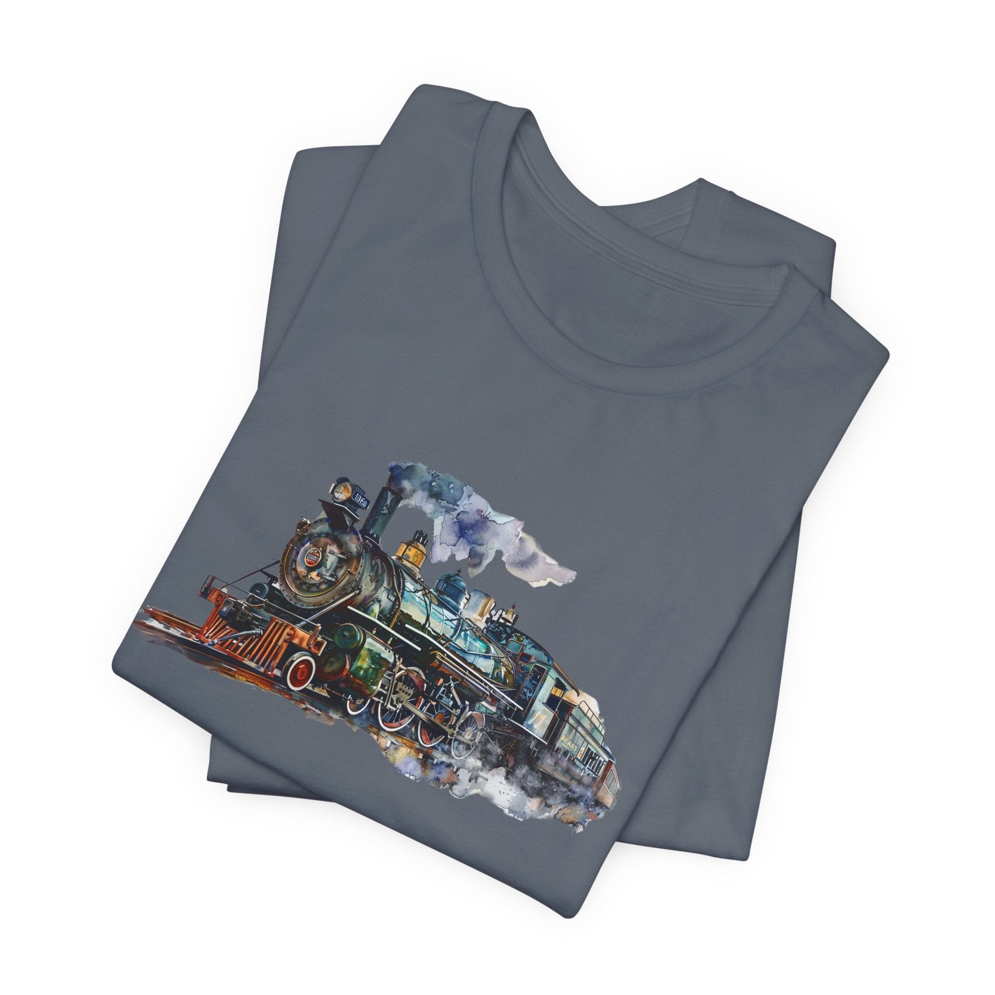 NEW Train T-Shirt Design, Vintage Train Watercolor T Shirt, Railroad Shirt - FlooredByArt