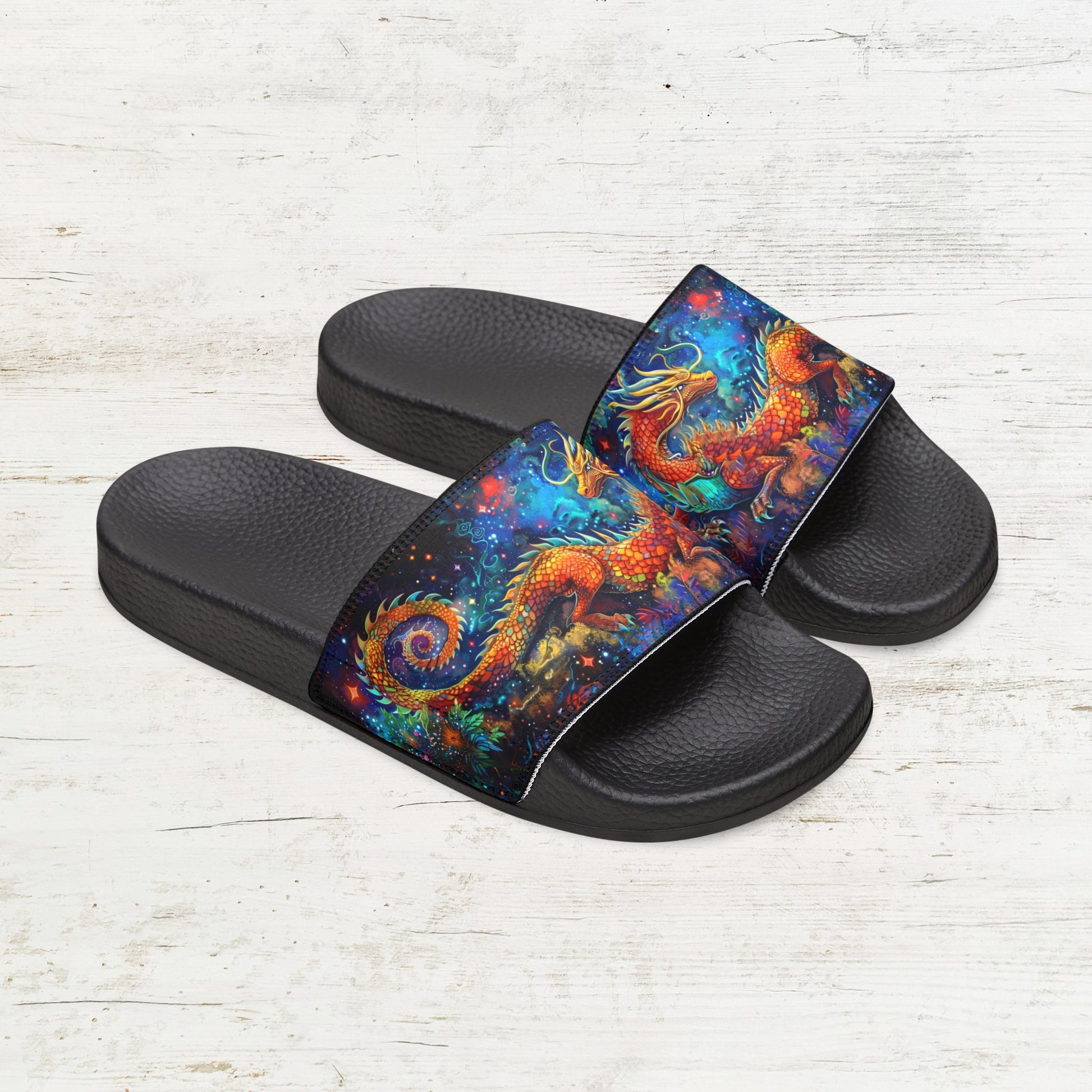 Original Dragon Art Slide Sandals, Slide-On, Adult, Youth Sizes - FlooredByArt