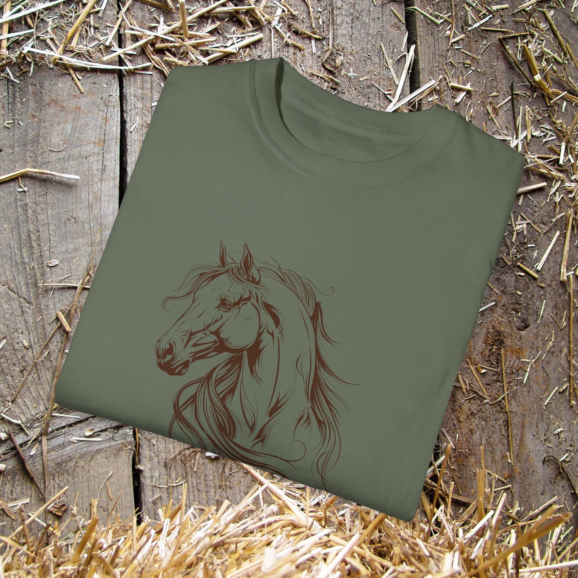 Original Horse Art Tshirt, Spirited Drawing of a Horse, Comfort Colors Shirt - FlooredByArt