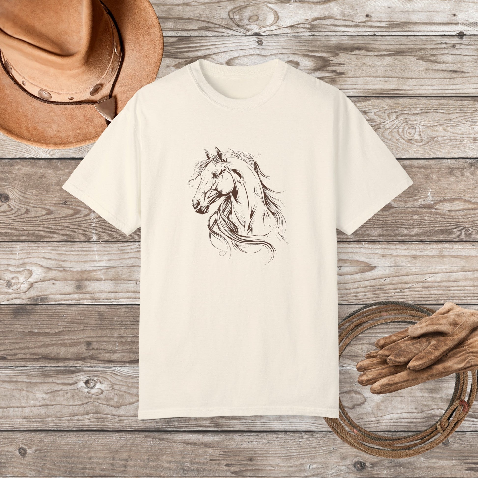 Original Horse Art Tshirt, Spirited Minimalist Line Drawing Horse - FlooredByArt