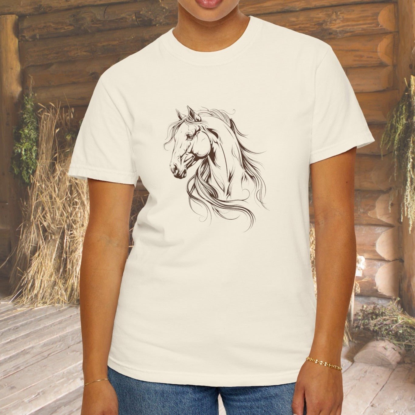 Original Horse Art Tshirt, Spirited Minimalist Line Drawing Horse - FlooredByArt
