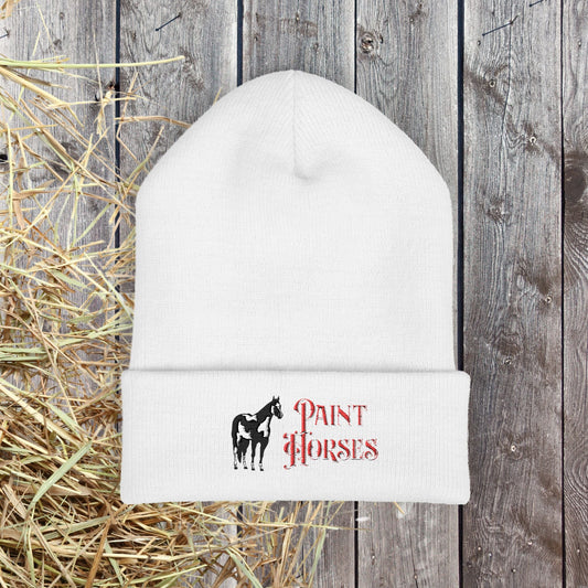 Paint Horse Embroidered Beanie – Cozy Winter Hat for Horse Lovers - FlooredByArt