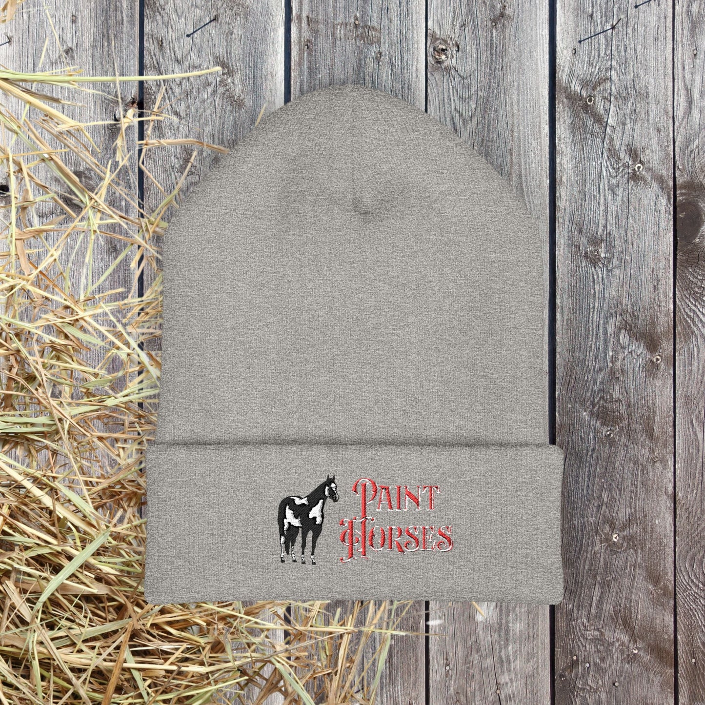 Paint Horse Embroidered Beanie – Cozy Winter Hat for Horse Lovers - FlooredByArt