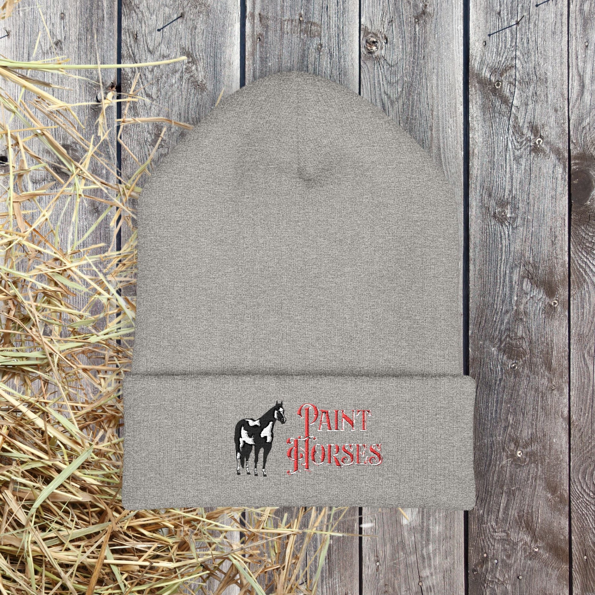 Paint Horse Embroidered Beanie – Cozy Winter Hat for Horse Lovers - FlooredByArt