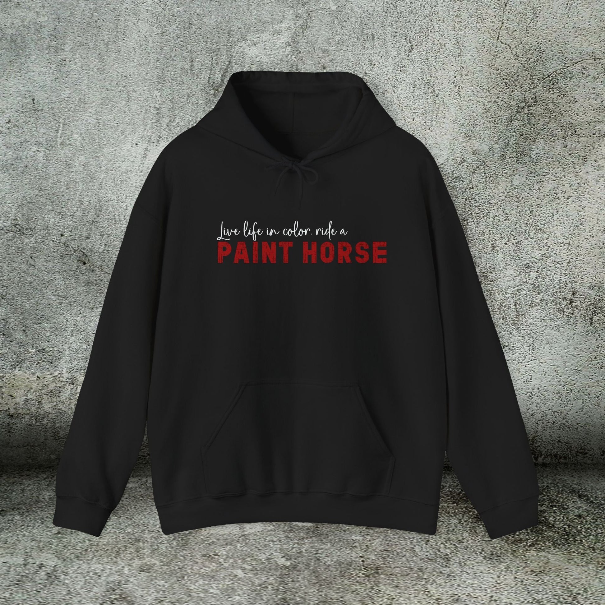Paint Horse Hoodie – “Live Life in Color” Appaloosa Sweatshirt for Horse Lovers - FlooredByArt