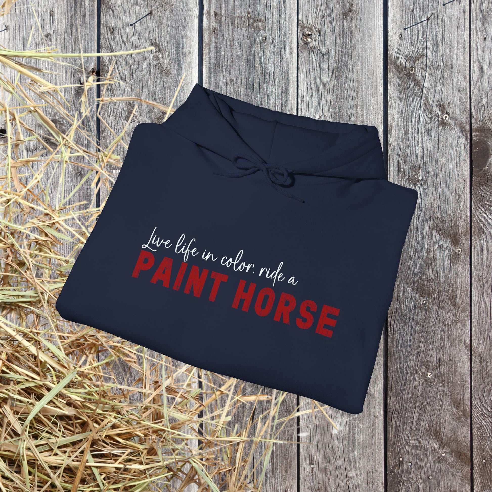 Paint Horse Hoodie – “Live Life in Color” Appaloosa Sweatshirt for Horse Lovers - FlooredByArt