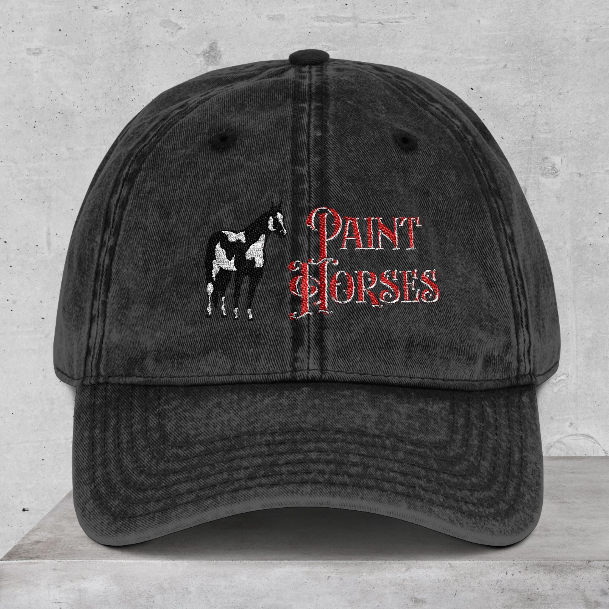 Paint Horse Vintage Embroidered Cap, Distressed Horse Lover Hat - FlooredByArt