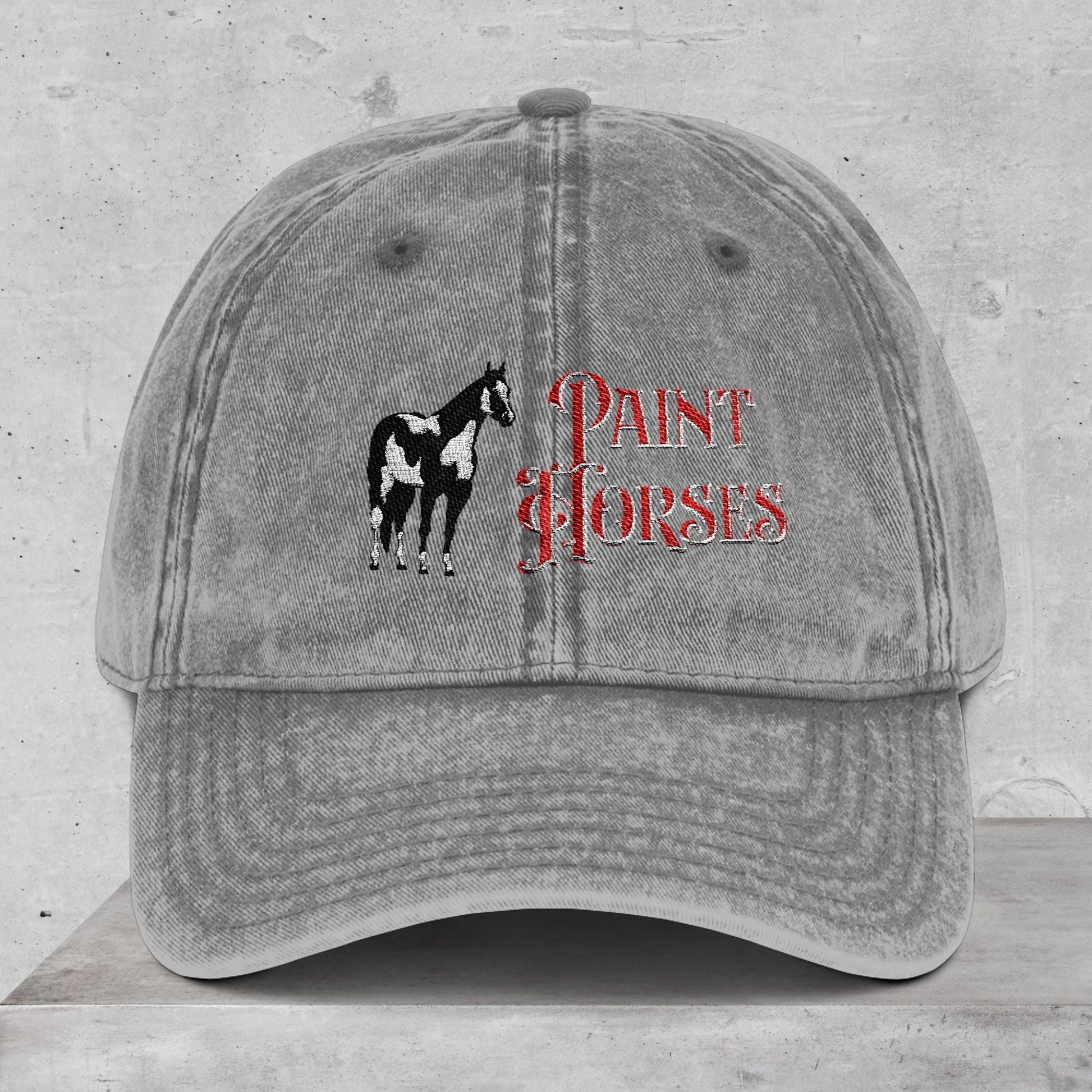 Paint Horse Vintage Embroidered Cap, Distressed Horse Lover Hat - FlooredByArt