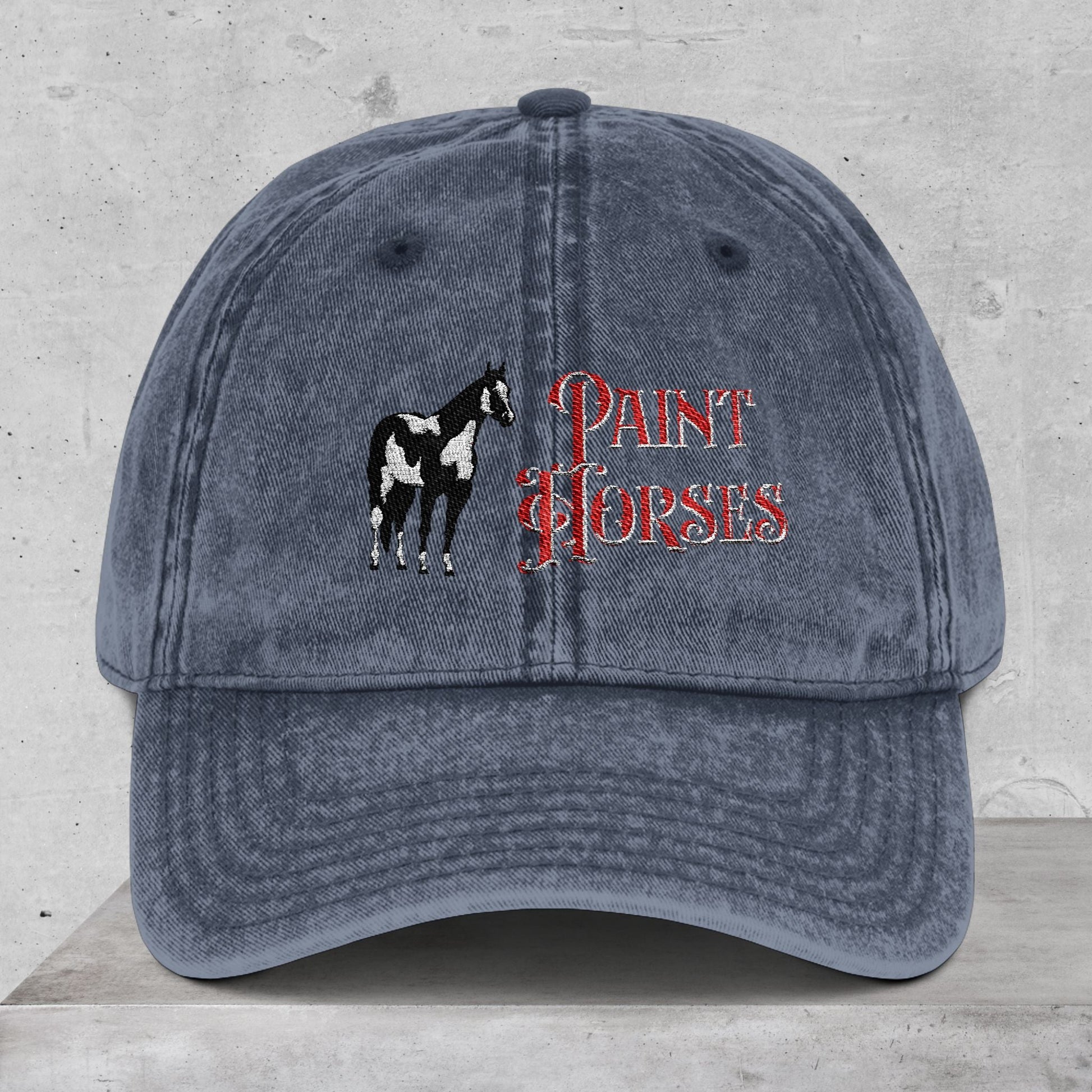 Paint Horse Vintage Embroidered Cap, Distressed Horse Lover Hat - FlooredByArt