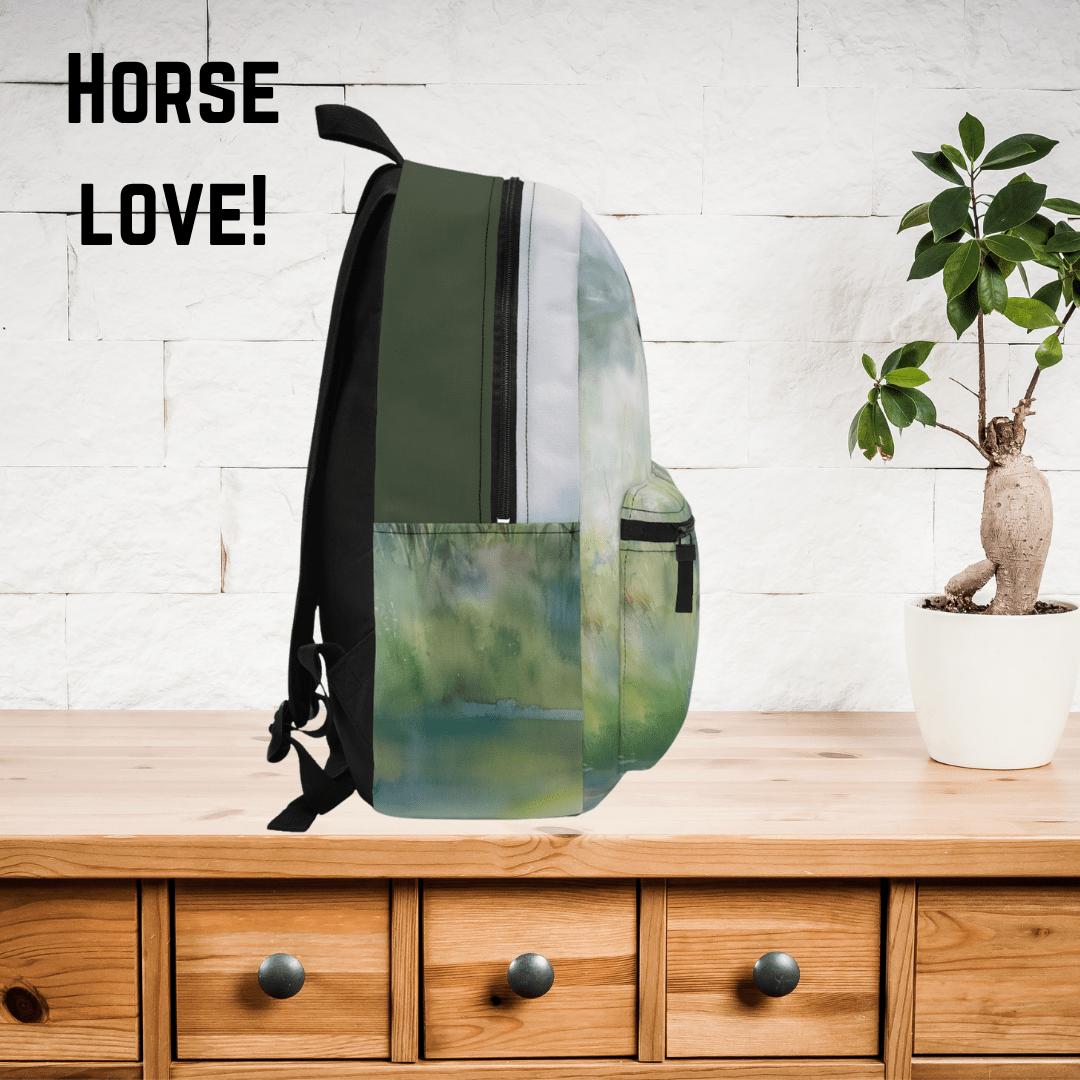 Personalized Baby Horse Backpack - Watercolor Foal in Wildflowers, Baby Horse - FlooredByArt