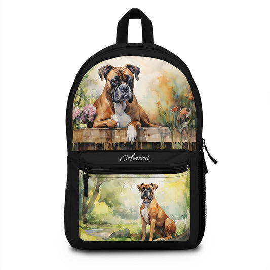 Personalized Boxer Dog Backpack Bookbag, Beautiful Art Boxer Dog Bag for Boxer Dog Lovers - FlooredByArt