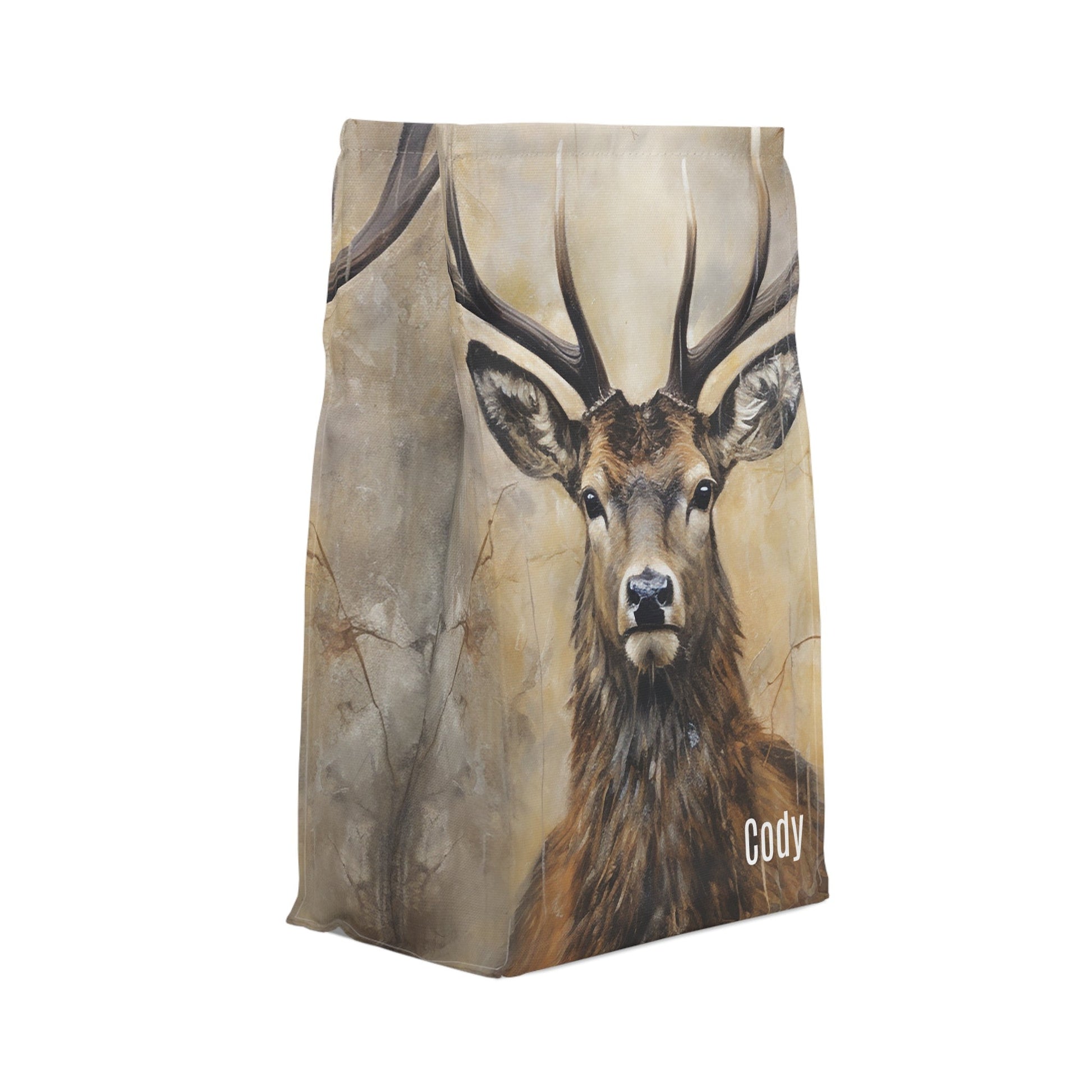 Personalized Boys Deer Hunter Lunch Bag, Custom Insulated Stag Deer Lunch bag, Wildlife Back - to - school - FlooredByArt