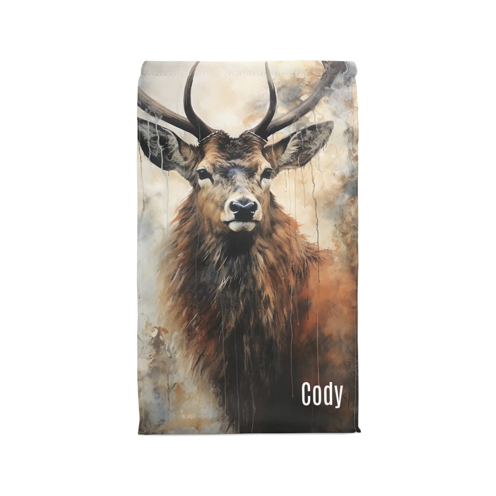 Personalized Boys Deer Hunter Lunch Bag, Custom Insulated Stag Deer Lunch bag, Wildlife Back - to - school - FlooredByArt