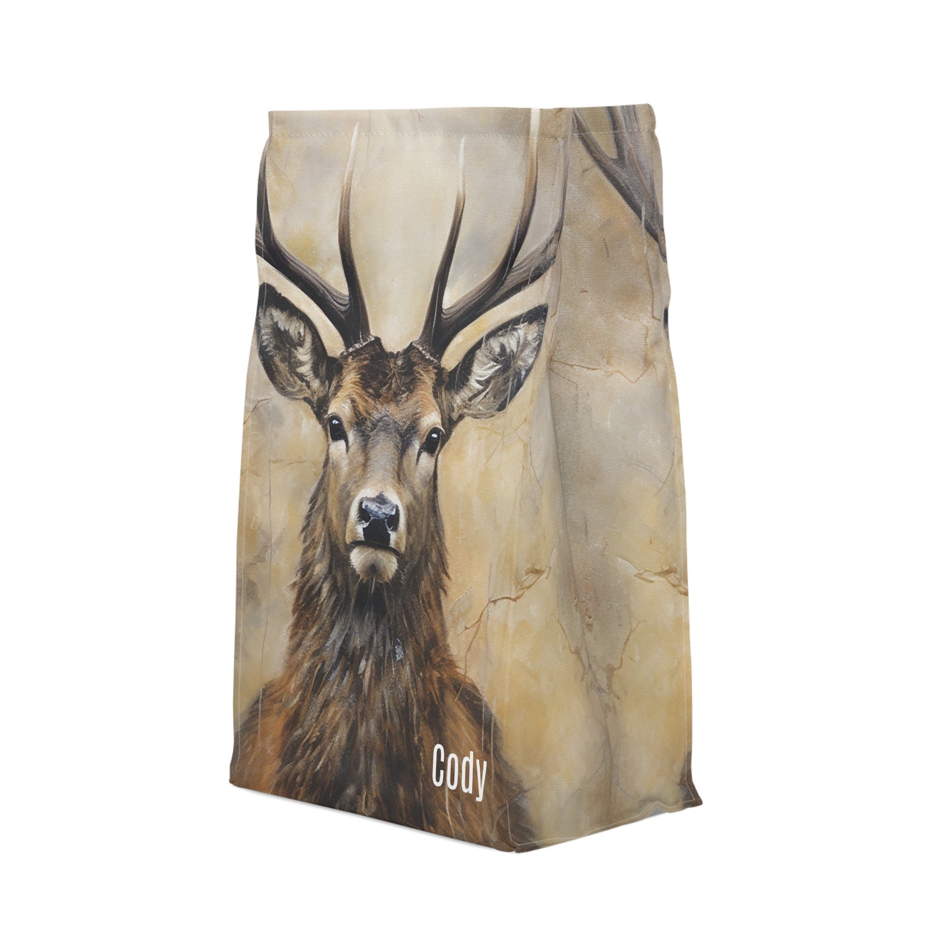 Personalized Boys Deer Hunter Lunch Bag, Custom Insulated Stag Deer Lunch bag, Wildlife Back - to - school - FlooredByArt