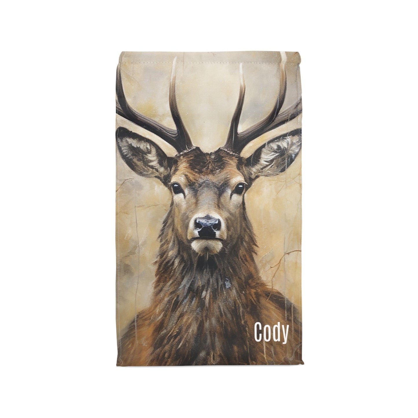 Personalized Boys Deer Hunter Lunch Bag, Custom Insulated Stag Deer Lunch bag, Wildlife Back - to - school - FlooredByArt