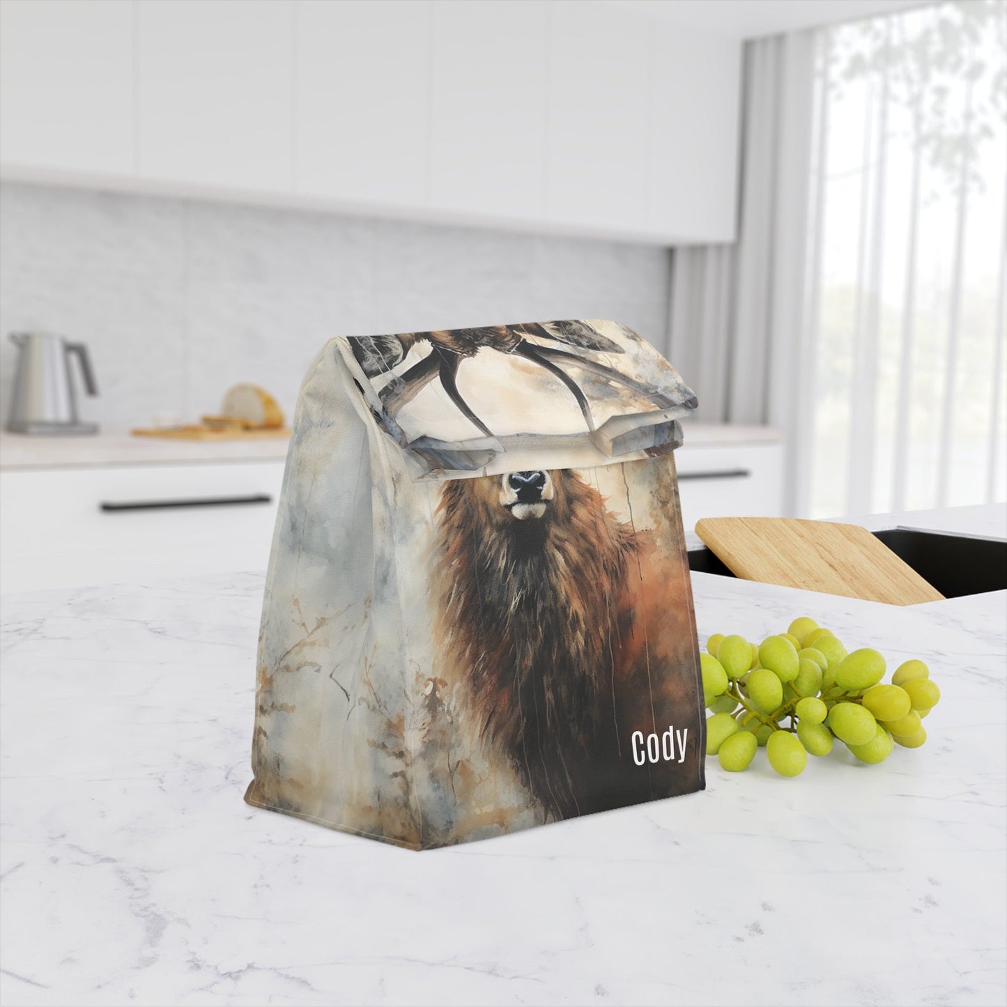 Personalized Boys Deer Hunter Lunch Bag, Custom Insulated Stag Deer Lunch bag, Wildlife Back - to - school - FlooredByArt