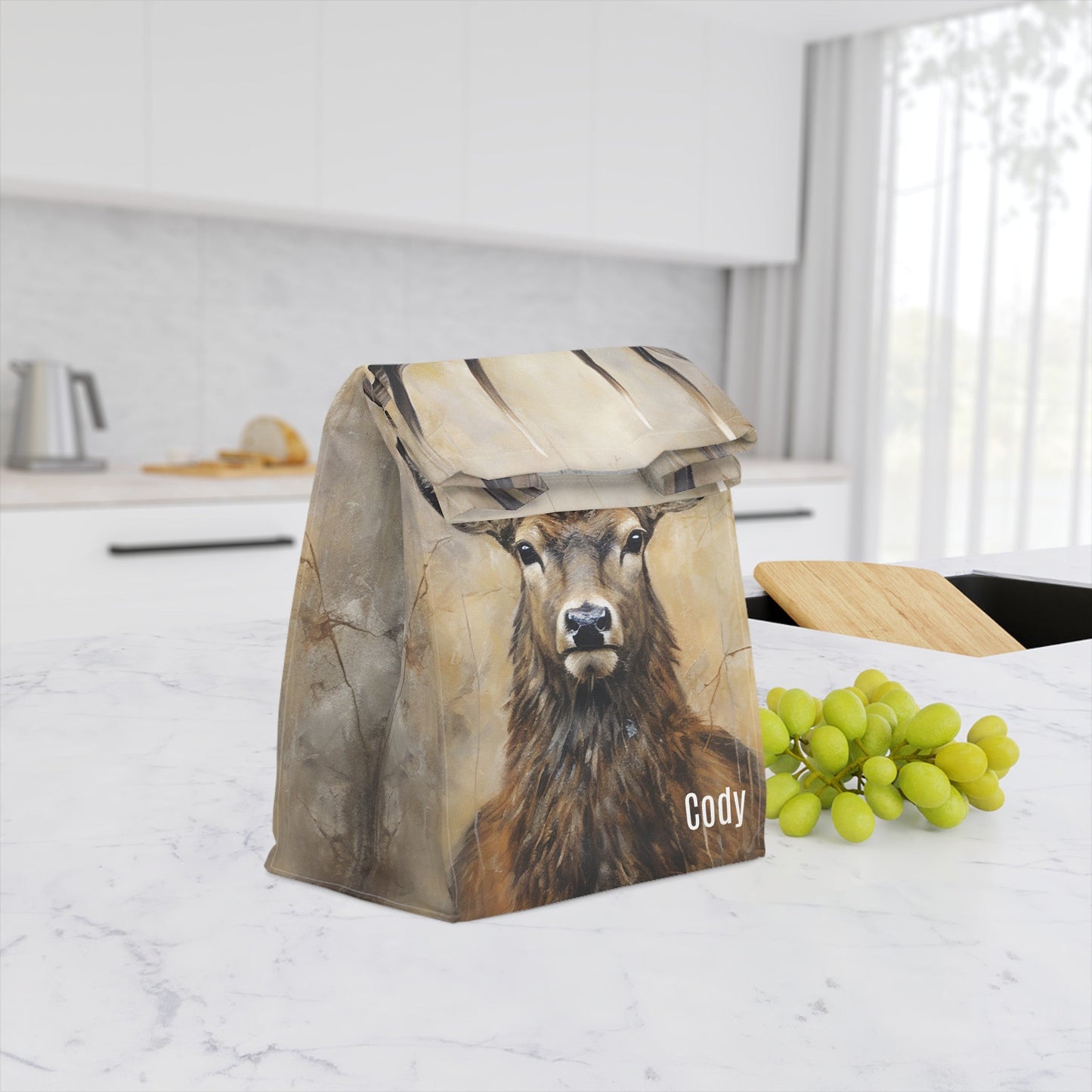 Personalized Boys Deer Hunter Lunch Bag, Custom Insulated Stag Deer Lunch bag, Wildlife Back - to - school - FlooredByArt