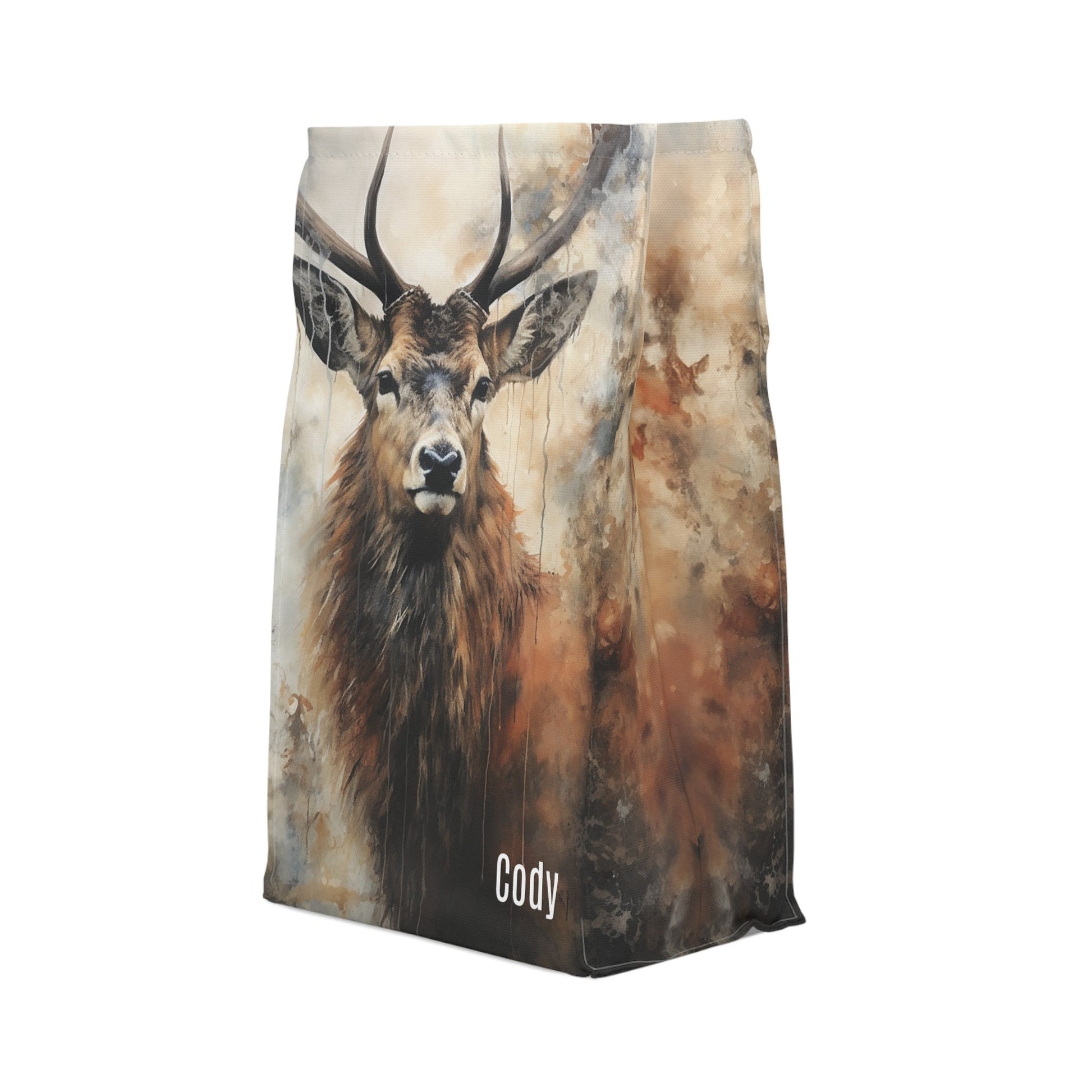 Personalized Boys Deer Hunter Lunch Bag, Custom Insulated Stag Deer Lunch bag, Wildlife Back - to - school - FlooredByArt