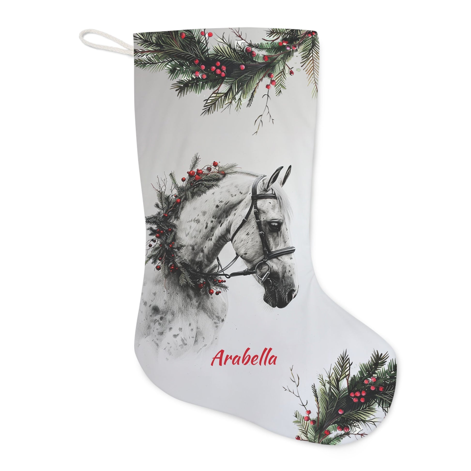 Personalized Christmas Appaloosa Horse Stocking, EX Large Holiday Stocking - FlooredByArt