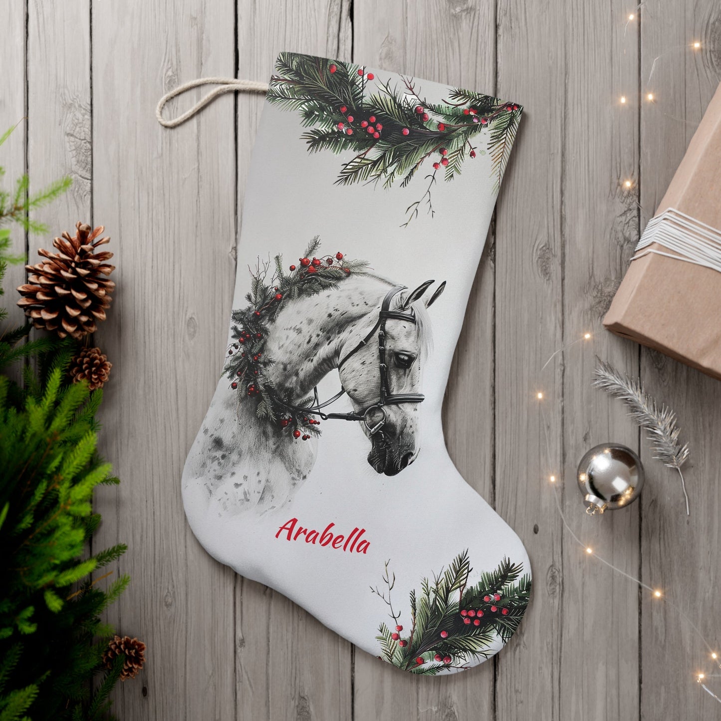Personalized Christmas Appaloosa Horse Stocking, EX Large Holiday Stocking - FlooredByArt