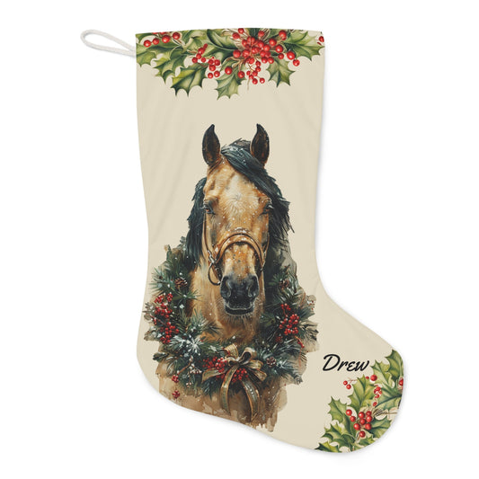 Personalized Christmas Buckskin Horse EX-Large Stocking, Holiday Gift for Horse Lover - FlooredByArt