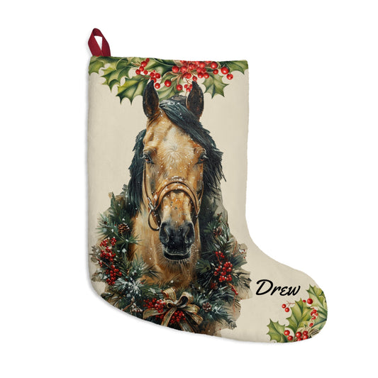 Personalized Christmas Buckskin Horse EX-Large Stocking, USA - FlooredByArt