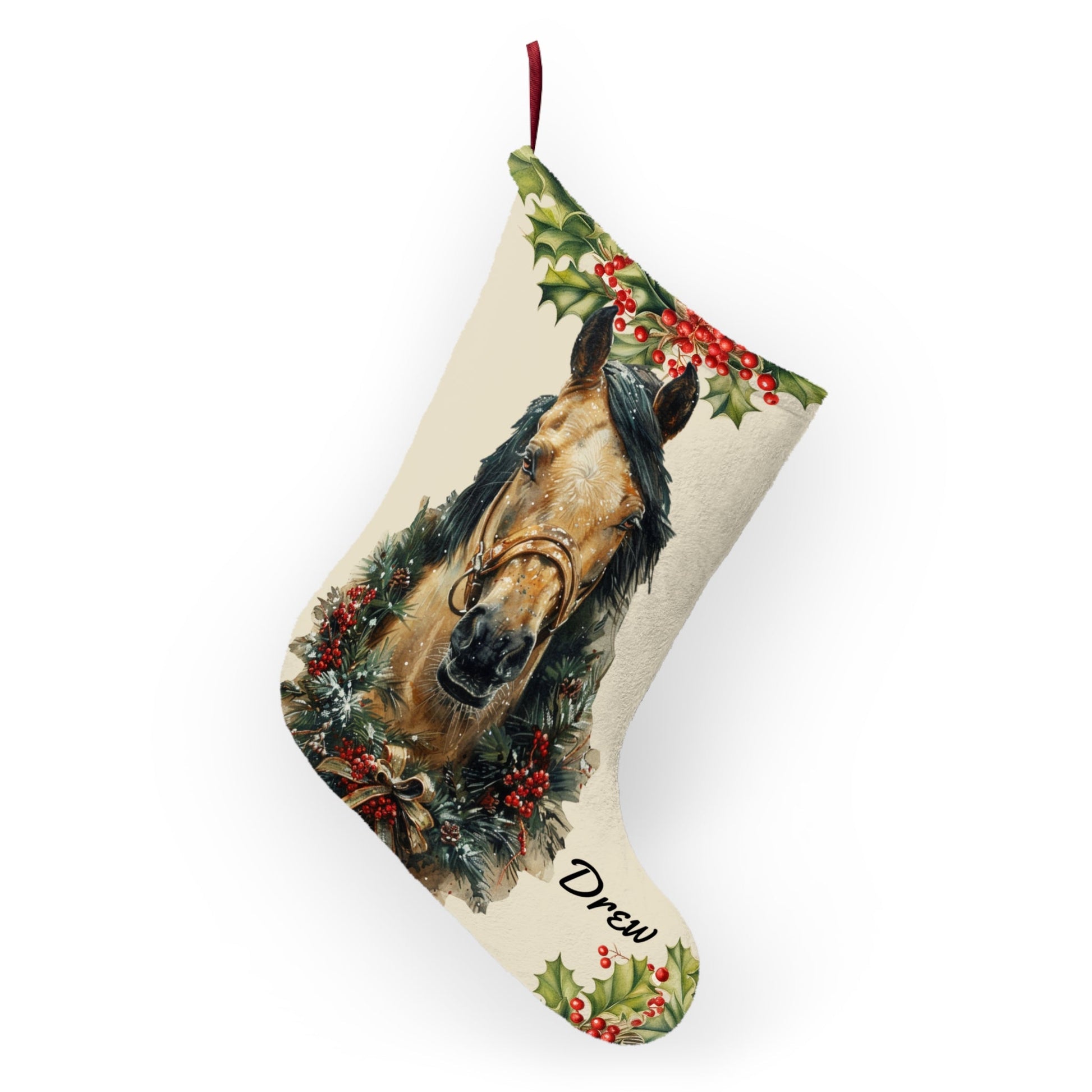 Personalized Christmas Buckskin Horse EX-Large Stocking, USA - FlooredByArt