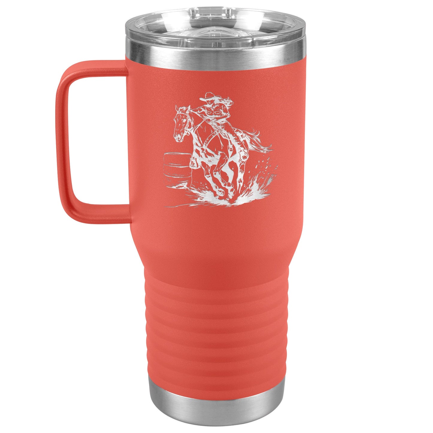 Personalized Cowgirl and Horse Barrel Racer Insulated 20oz Thermal Mug, Unique Horse Lover Gift - FlooredByArt