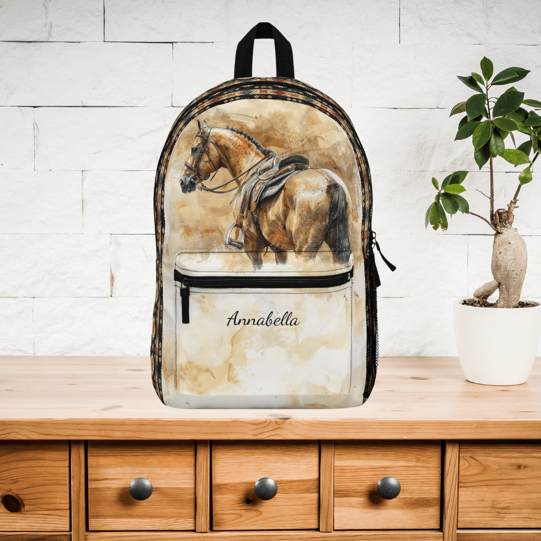 Personalized English Horse Backpack – Custom Design Bookbag - FlooredByArt