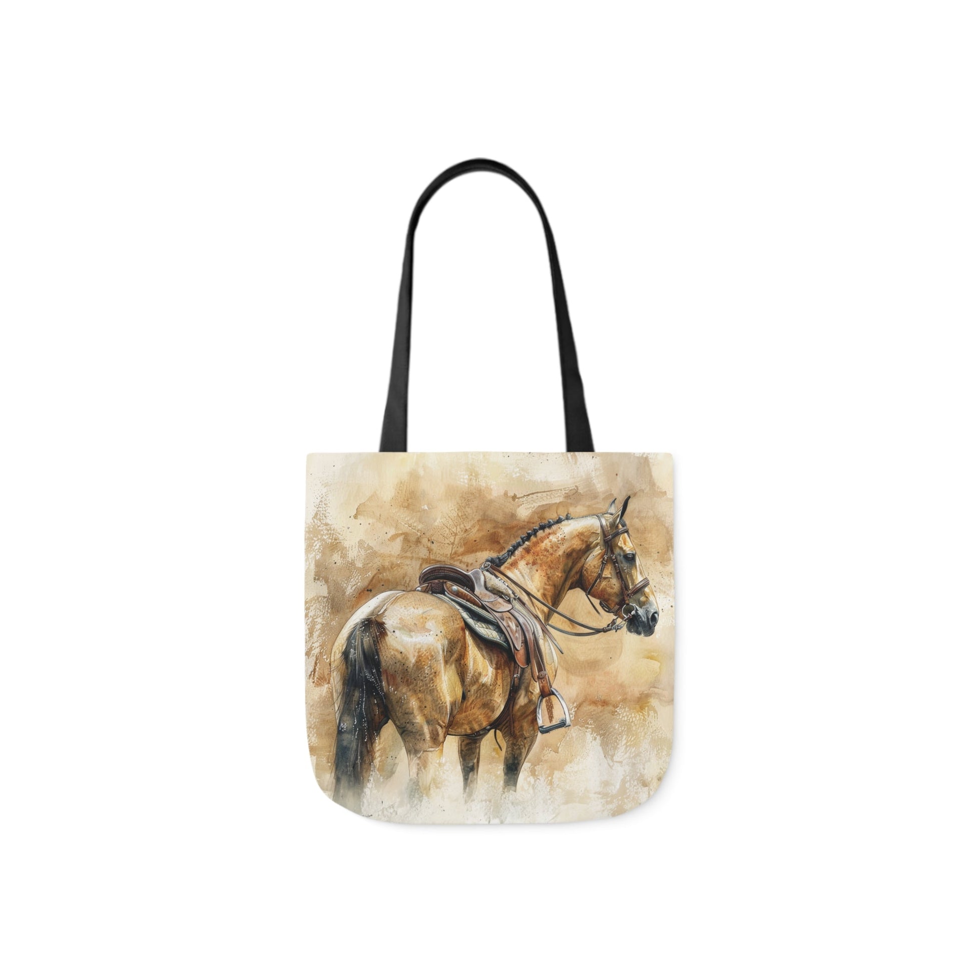 Personalized English Horse Tote Bag, Beautiful Watercolor Horse Art on a Carry All Tote Bag - FlooredByArt