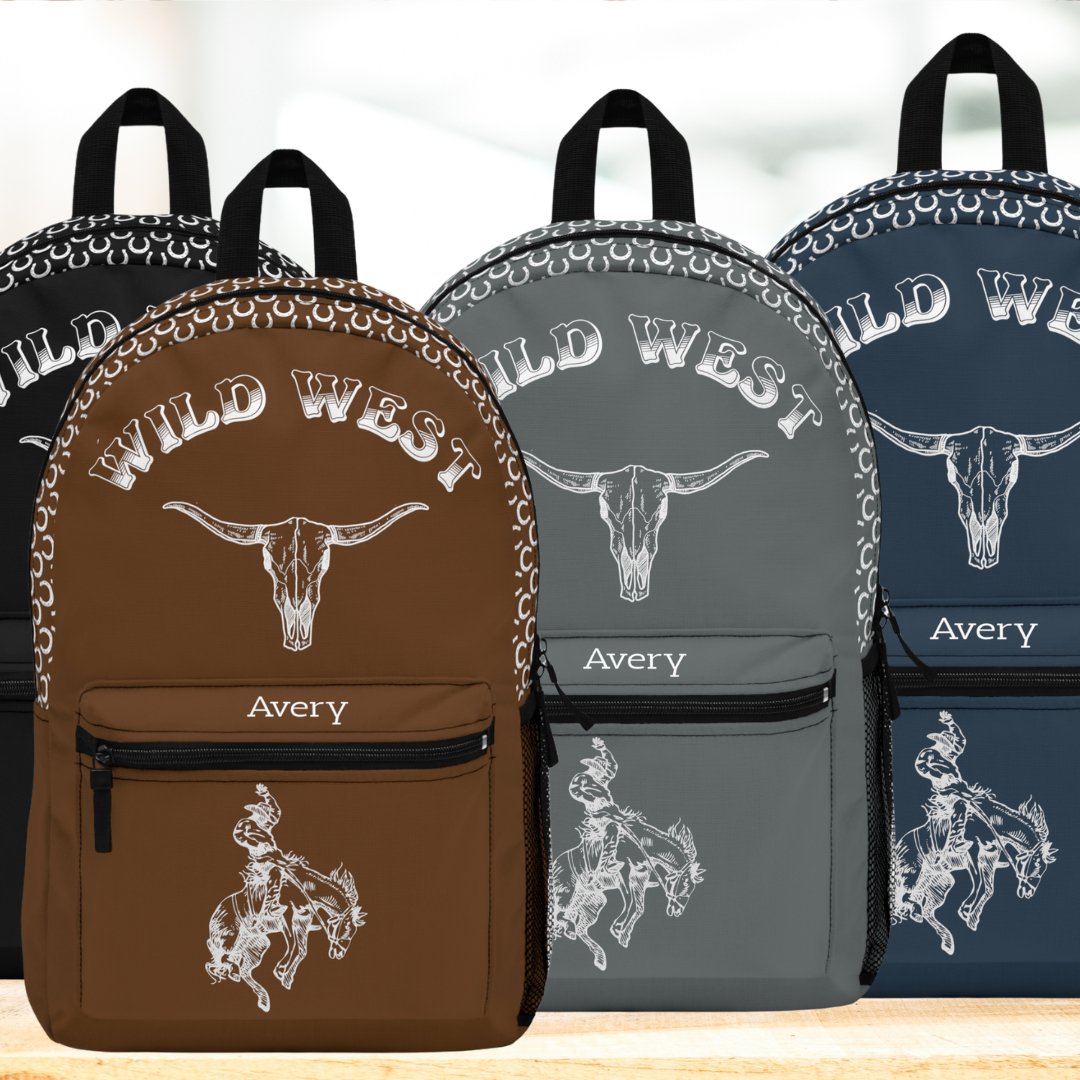 Personalized Horse Backpack, Cute Wild West Theme Bookbag Design - FlooredByArt