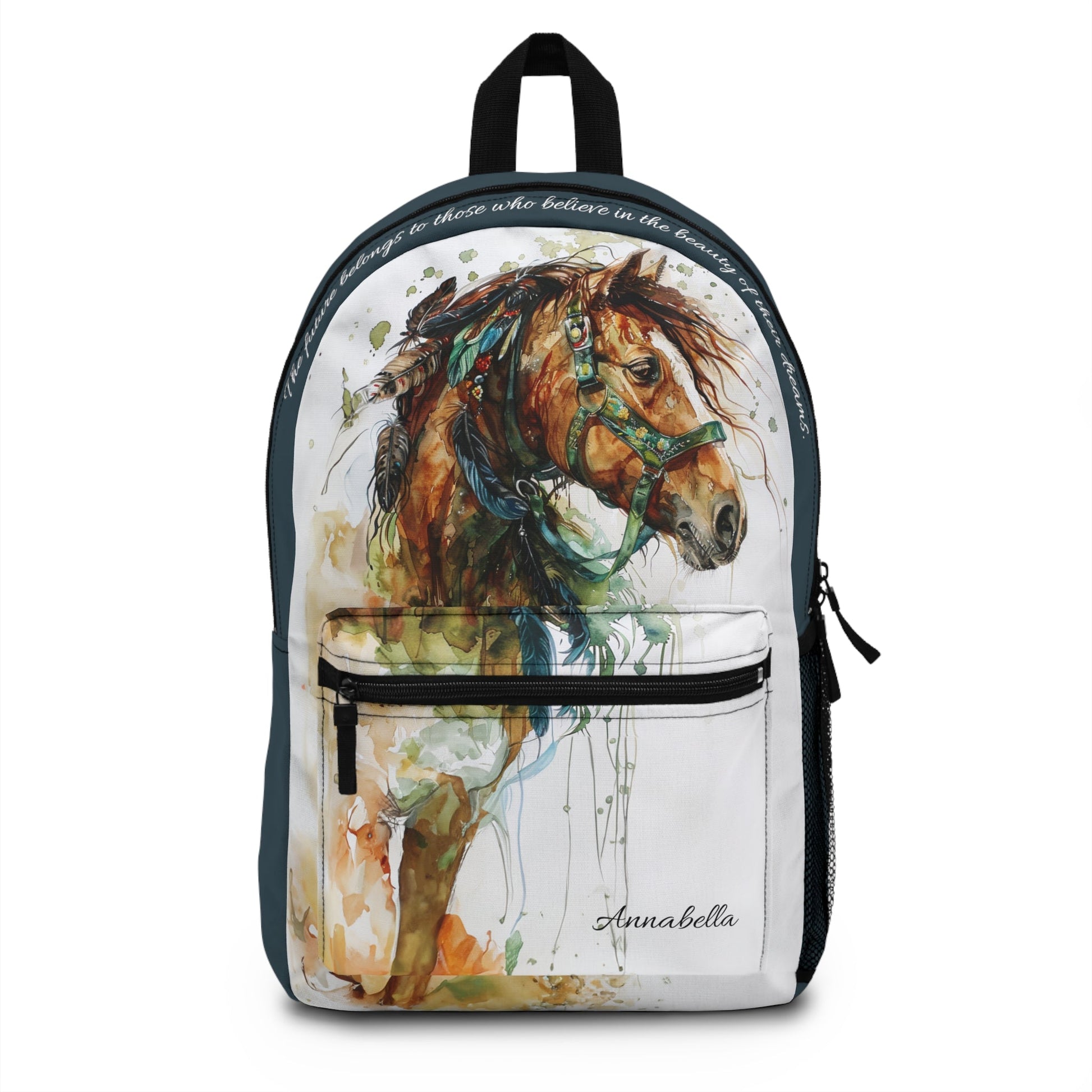 Personalized Horse Lover's Backpack, Cute Original Spirit Horse Design - FlooredByArt