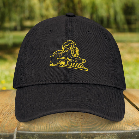 Personalized Train Dad Hat – Embroidered Steam Engine Gift - FlooredByArt