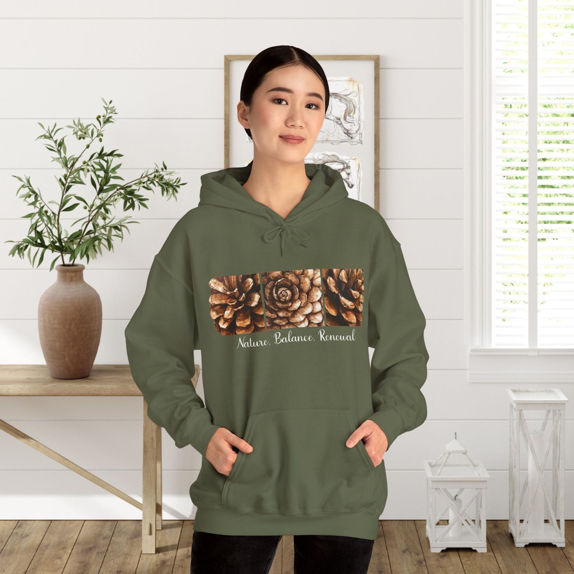 Pinecone Inspiration Hoodie, Pinecone Hiking Sweatshirt, Life Renewal Sweater, Mountains Shirt - FlooredByArt