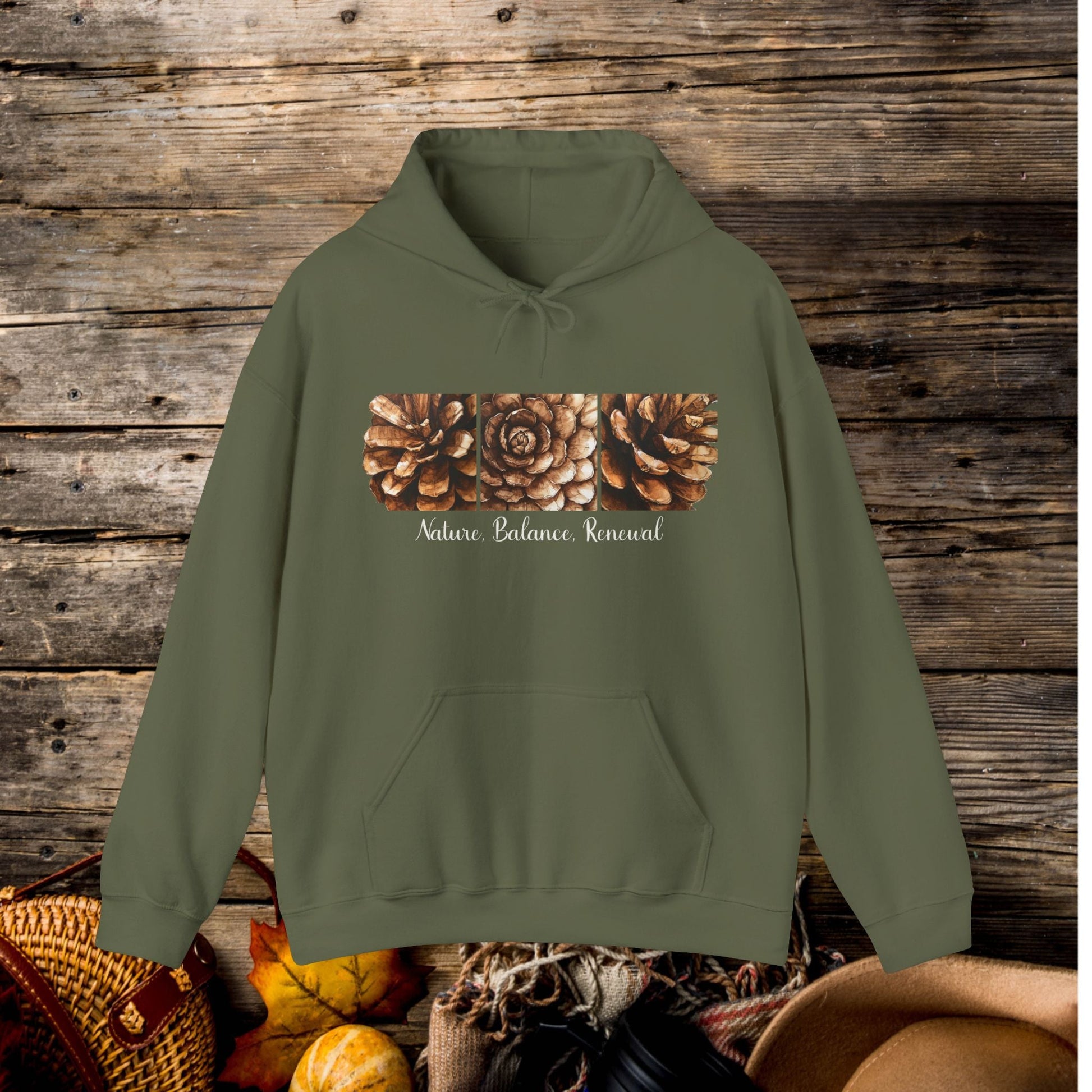 Pinecone Inspiration Hoodie, Pinecone Hiking Sweatshirt, Life Renewal Sweater, Mountains Shirt - FlooredByArt