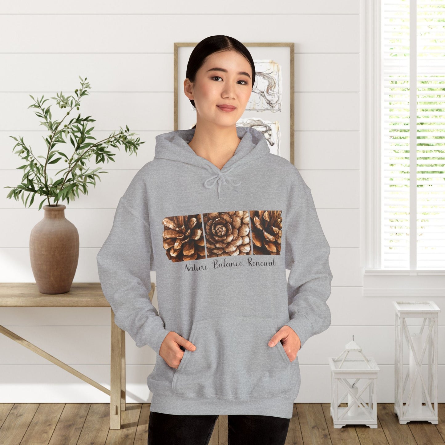 Pinecone Inspiration Hoodie, Pinecone Hiking Sweatshirt, Life Renewal Sweater, Mountains Shirt - FlooredByArt