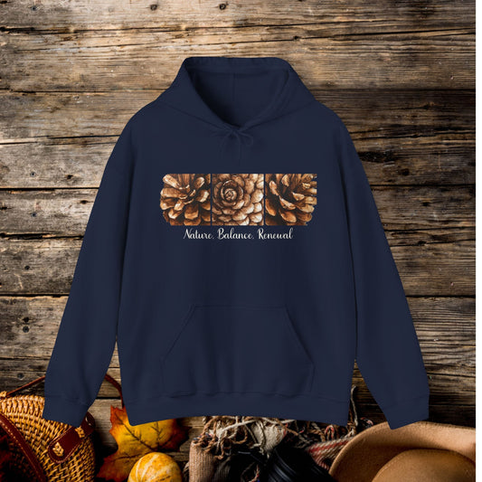 Pinecone Inspiration Hoodie, Pinecone Hiking Sweatshirt, Life Renewal Sweater, Mountains Shirt - FlooredByArt