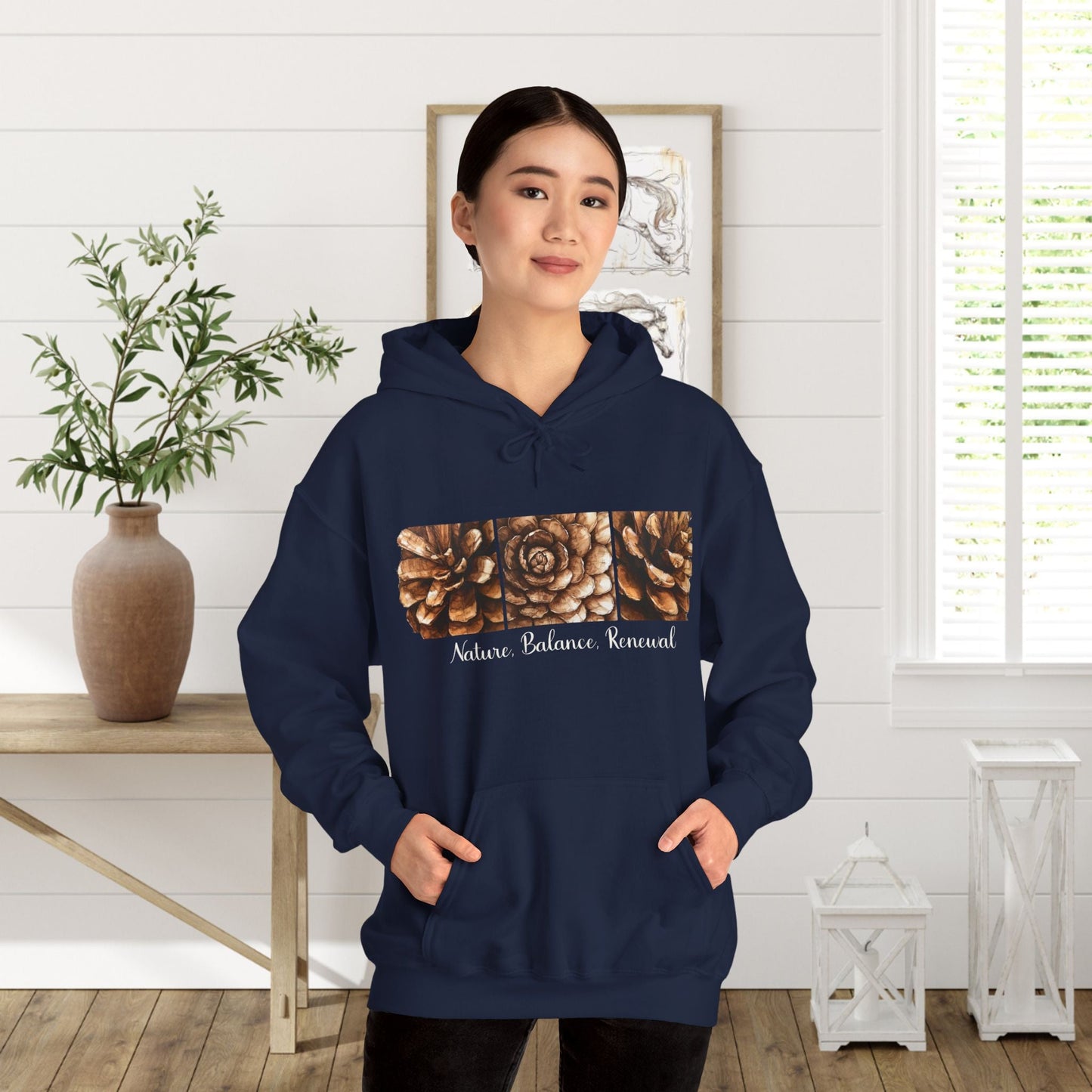 Pinecone Inspiration Hoodie, Pinecone Hiking Sweatshirt, Life Renewal Sweater, Mountains Shirt - FlooredByArt