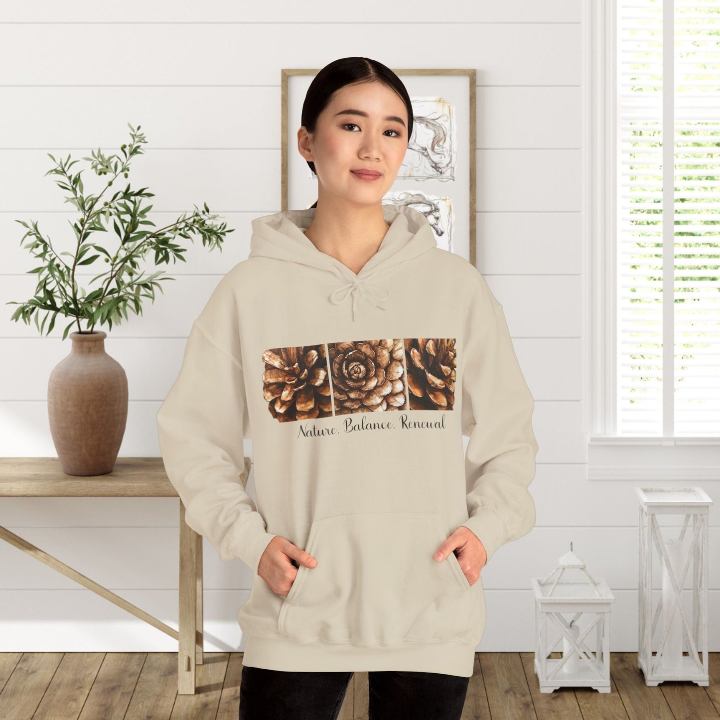 Pinecone Inspiration Hoodie, Pinecone Hiking Sweatshirt, Life Renewal Sweater, Mountains Shirt - FlooredByArt