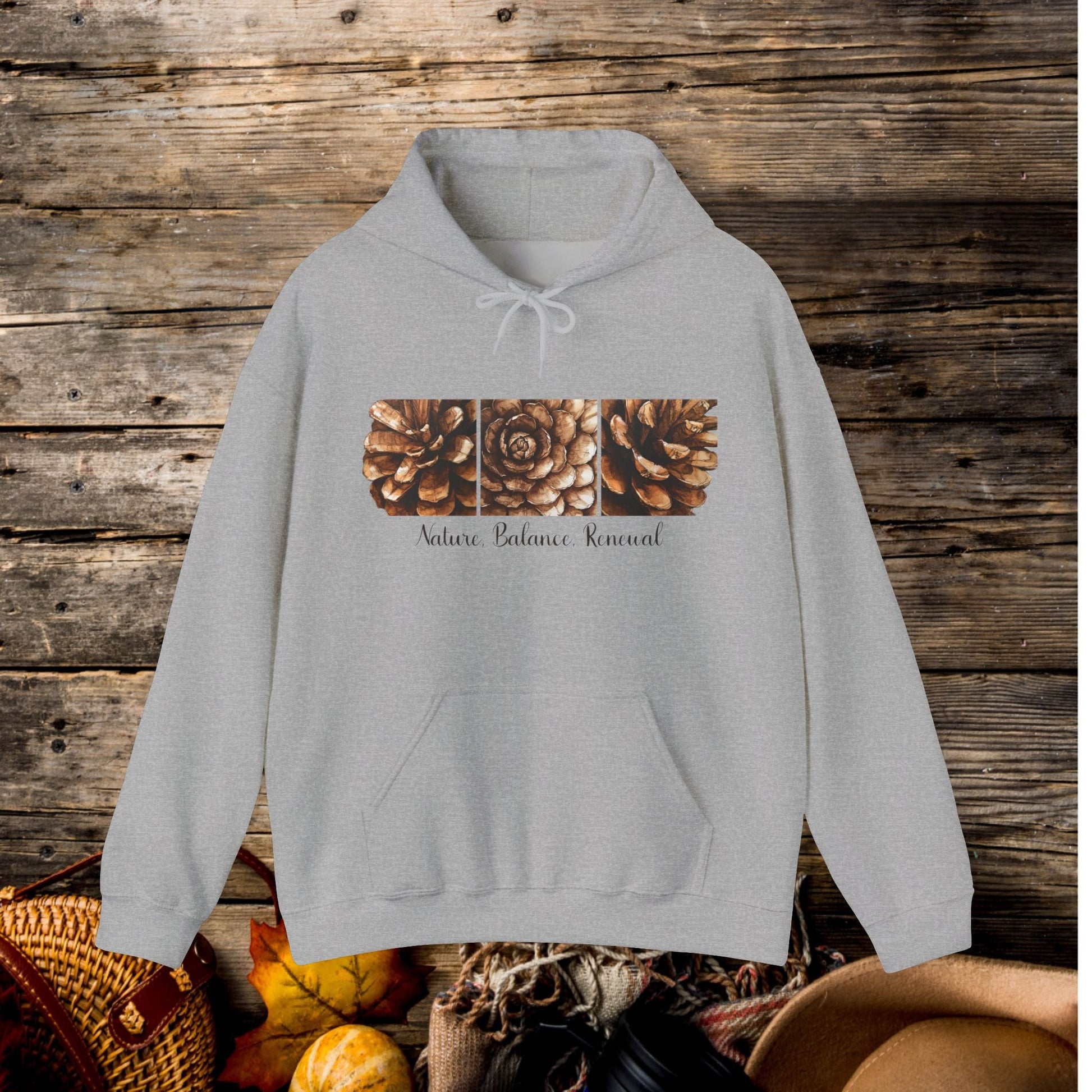 Pinecone Inspiration Hoodie, Pinecone Hiking Sweatshirt, Life Renewal Sweater, Mountains Shirt - FlooredByArt