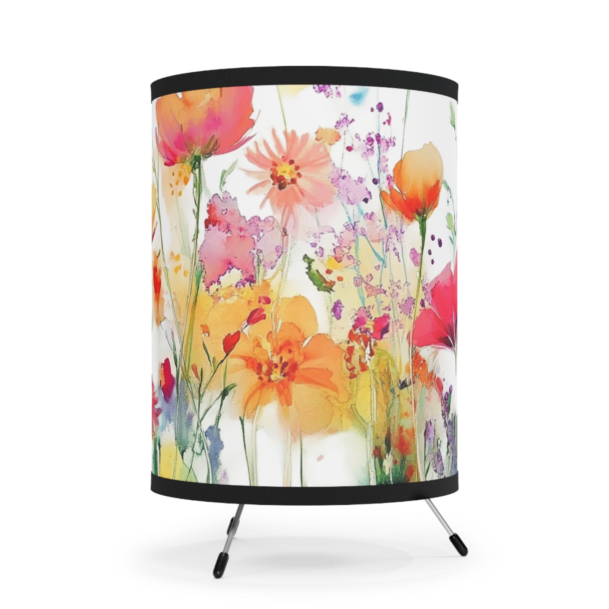 Poppies! Wildflower Floral Tripod Lamp, Colorful Home Decor Art Lamp - FlooredByArt