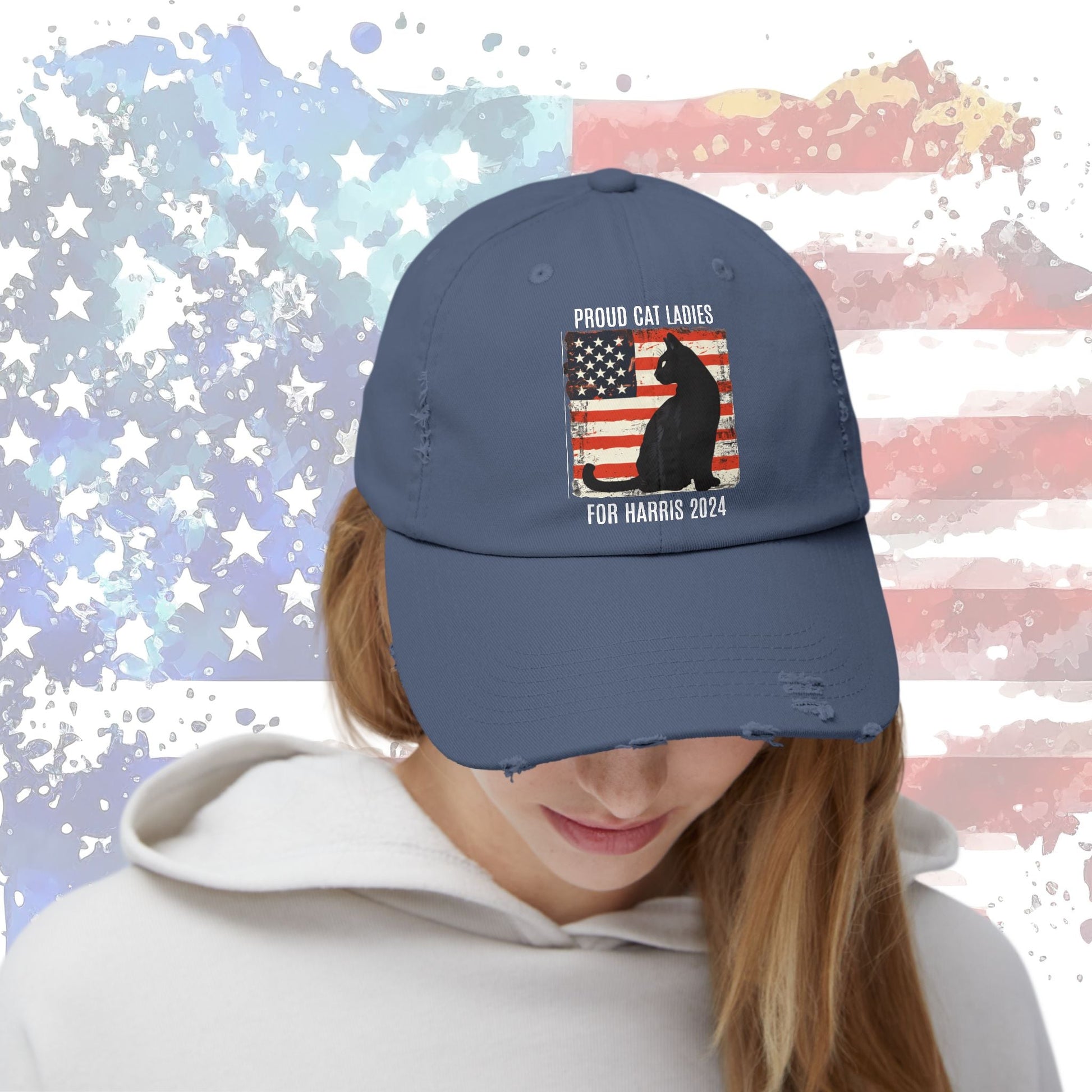 Proud Cat Ladies for Kamala Harris Hat, Kamala Harris For President 2024, Childless Alternative - FlooredByArt