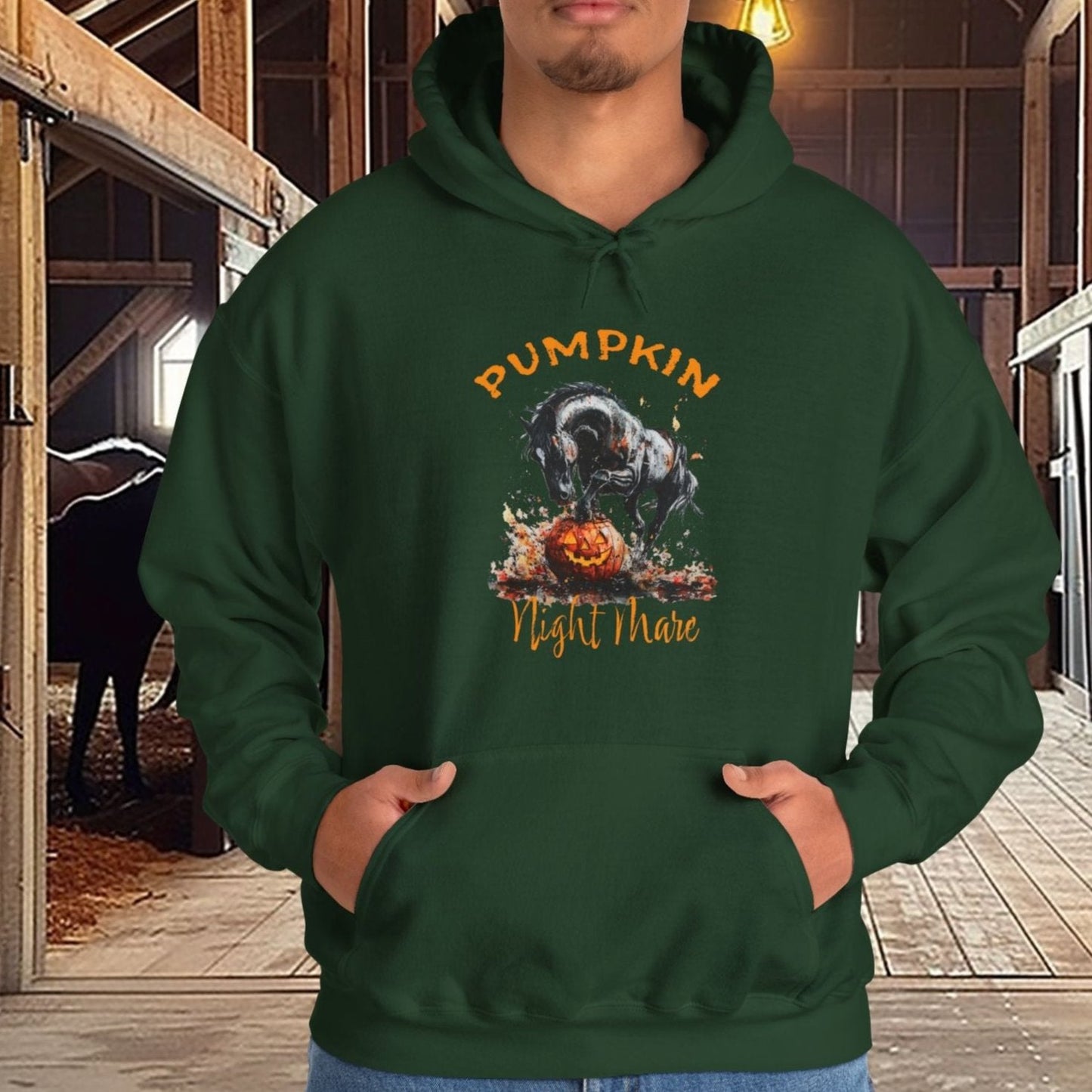 Pumpkin Night Mare Hoodie Sweatshirt, Halloween Party Shirt, Horse lover - FlooredByArt