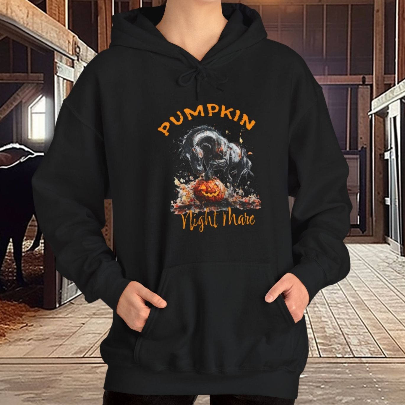 Pumpkin Night Mare Hoodie Sweatshirt, Halloween Party Shirt, Horse lover - FlooredByArt